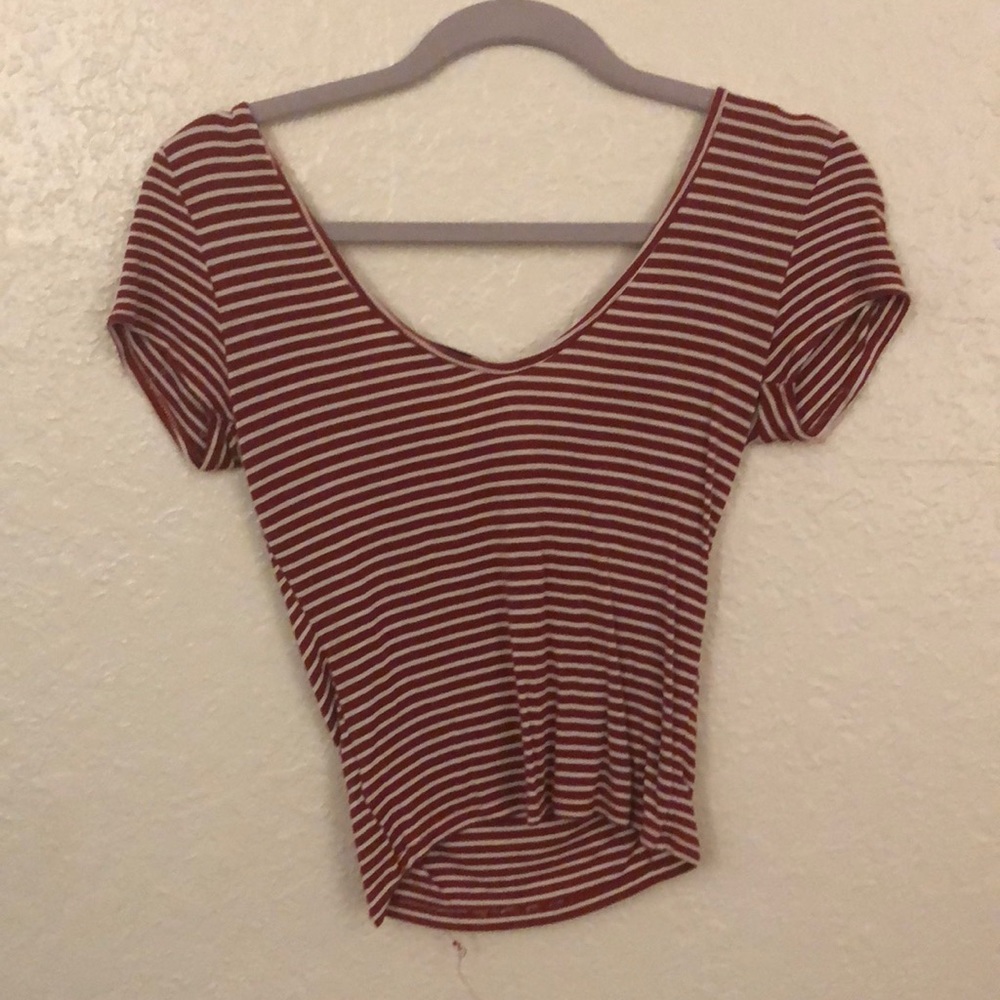 Red and white striped crop top